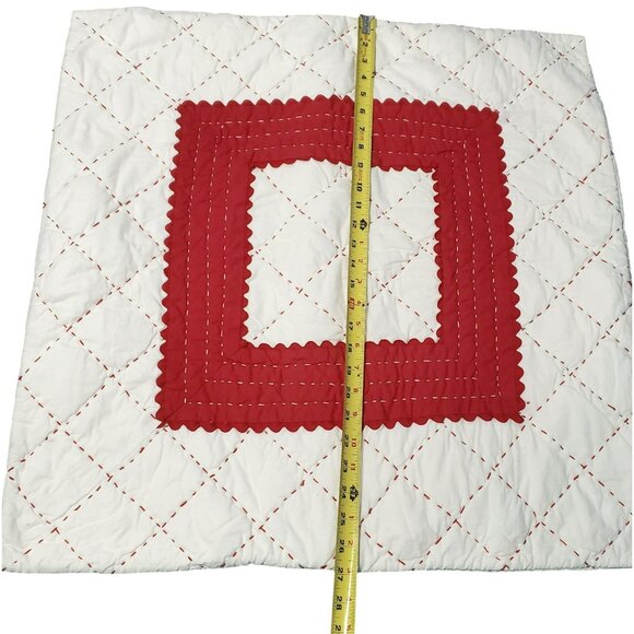 Pottery Barn Kids Quilted Pillow Sham Euro 26.5" Square Red Holiday Christmas - Picture 8 of 9